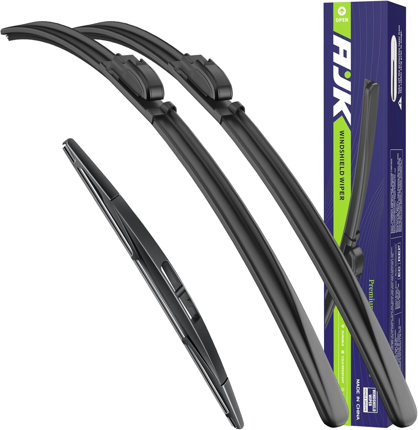 AJK Front Windshield Wiper for INFINITI QX80 2014 2015 2016 2017 2018 2019 2020 2021 2022 2023 2024, Original Equipment Back Window Wipers Blades, Conventional, Vehicle Specific Fit, Pack of 3