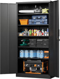 Letaya Metal Garage Storage Cabinets with Lock-72 Tall Tool Organizer Steel Lockers, 5 Adjustable Layers Shelves for Home,Office,Warehouse,Garage,(Black-72“)