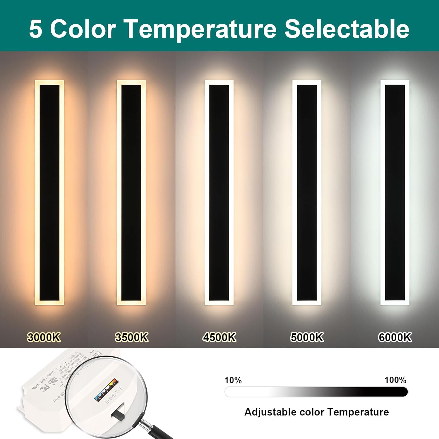 2 Pack Long Outdoor Led Wall Light for House,60 inch Modern Large Outdoor LED Wall Lights,Dimmable Outside Long Linear Light Fixture,Exterior Long Linear Light for Porch,Patio,Garage,Enterway