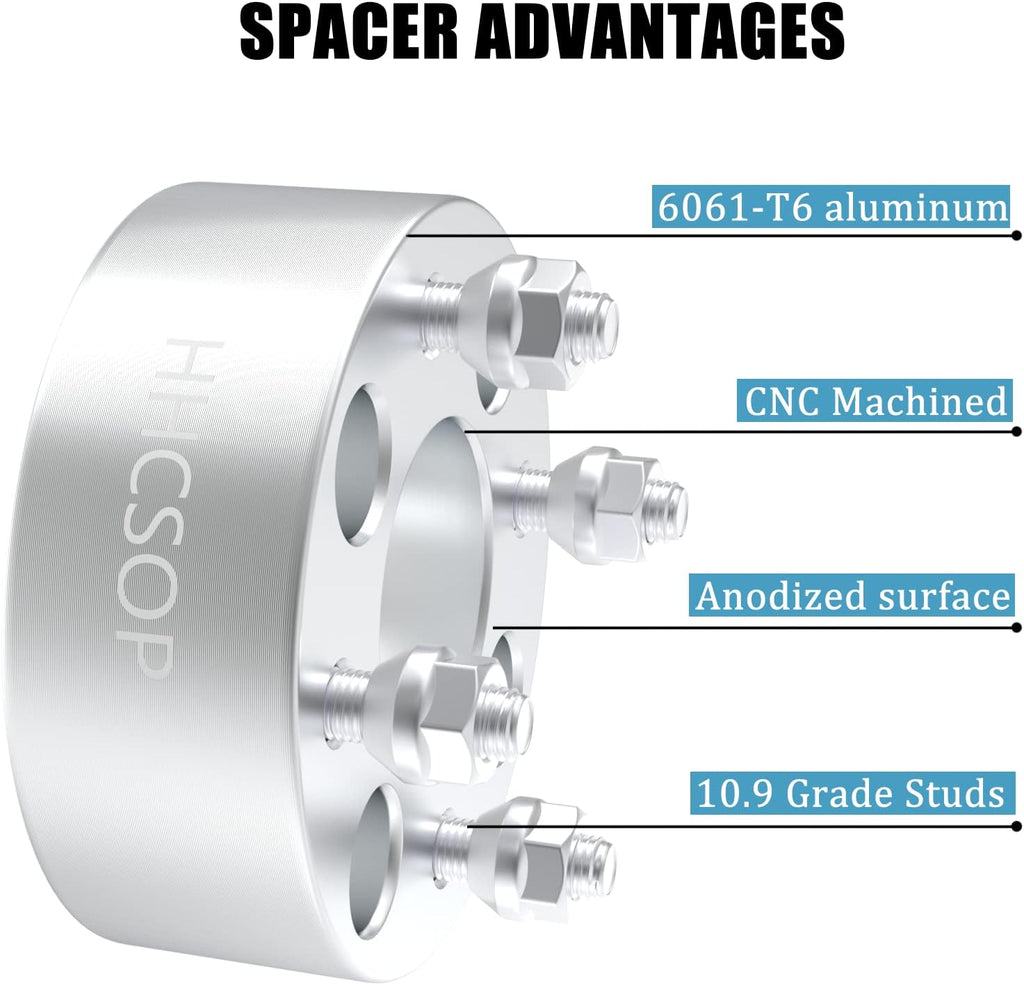 HHCSOP 4x4 2" Golf Cart Wheel Spacers for EZ GO EZGO Club Car, 4PCS 4x101.6mm ATV Wheel Adapters Hub Bore 62mm with 1/2" Studs