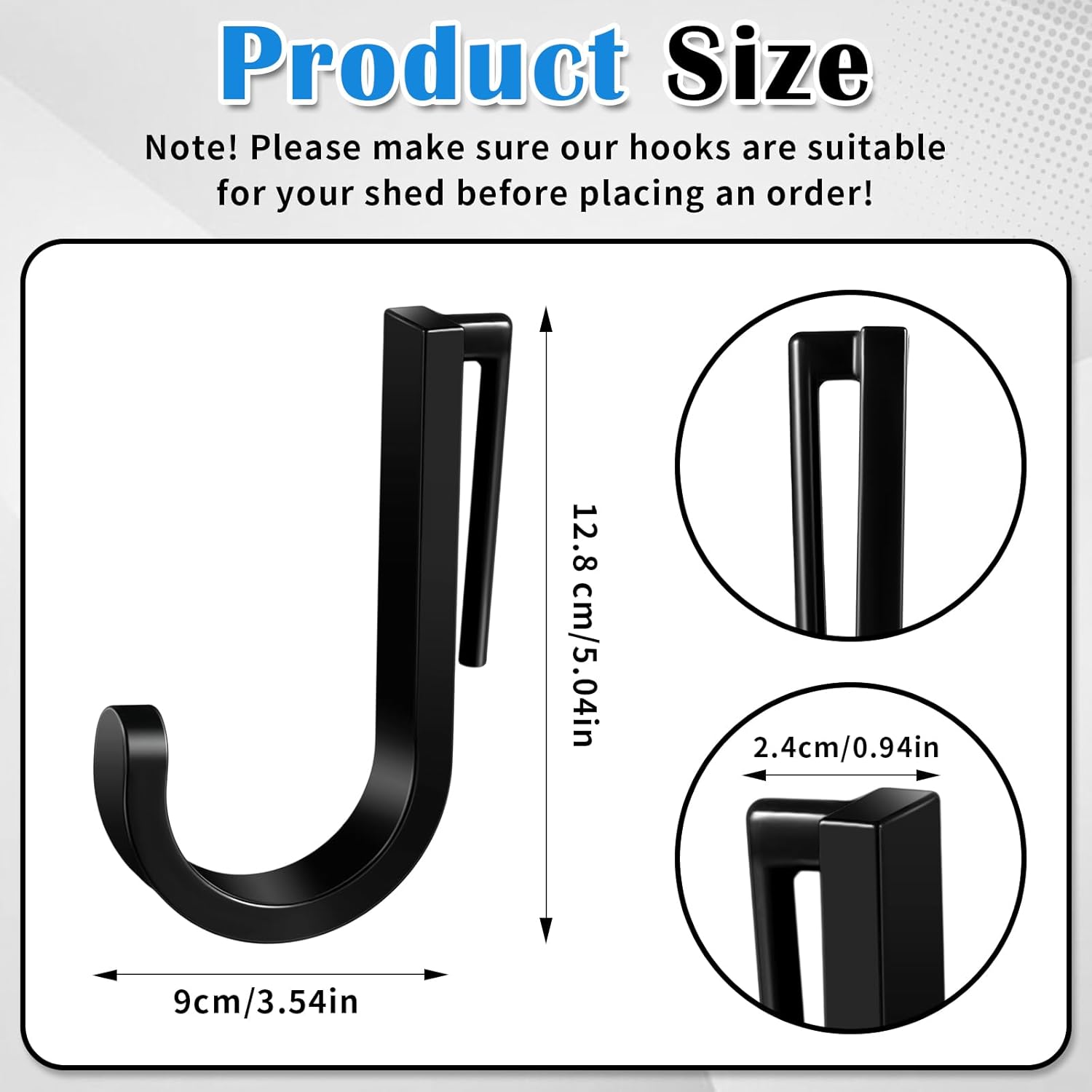 4 Pcs J Tool Hooks Plastic Multi Purpose Shed Organizer Accessories for Wall Black Shed Hanger Storage for Garage Hanging Shovel Rake Sports Equipment
