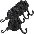 Bungee Cords with Hooks Heavy Duty, Flat Adjustable Bungee Cords with Hooks 40 Inch, Reflective Rubber Black Bungee Straps with Buckle Hooks for Outdoor, Camping, Tarps, Bike Racks, Tents, Black