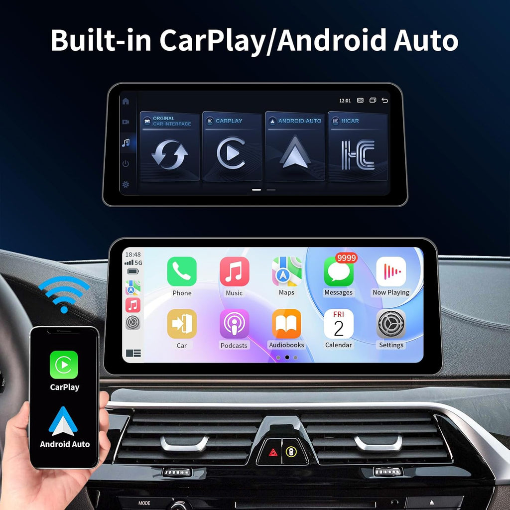Wireless CarPlay/Android Auto 12.3 Inch Touchscreen for BMW 5 Series F10/F11 (2012-2016) with NBT System, Car Radio Receiver, Multimedia, Bluetooth, Car Stereo