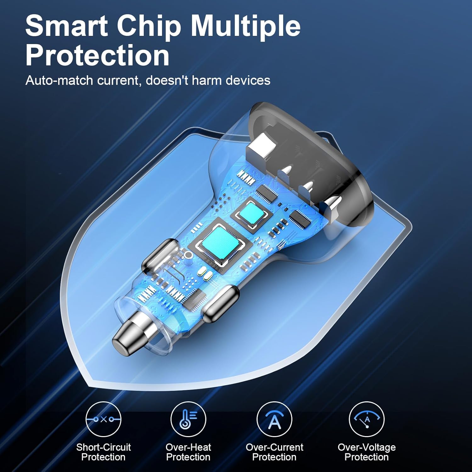 90W 4-Port Super Fast USB C Car Charger for Samsung Galaxy A17/A16/A56/A36/A15/A55/S25/S24/Ultra iPhone 16e/16 Pro Max Pixel 9a 9 Pro Android USB-C & USB-A Car Phone Charger Cigarette Lighter Adapter