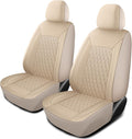 Car Seat Covers,Breathable and Waterproof Leather Seat Covers,Luxury PU Universal Fit Automotive Airbag Compatible for Most Cars Sedans SUV and Truck(2 Pieces,Front Seat,Beige,N1)