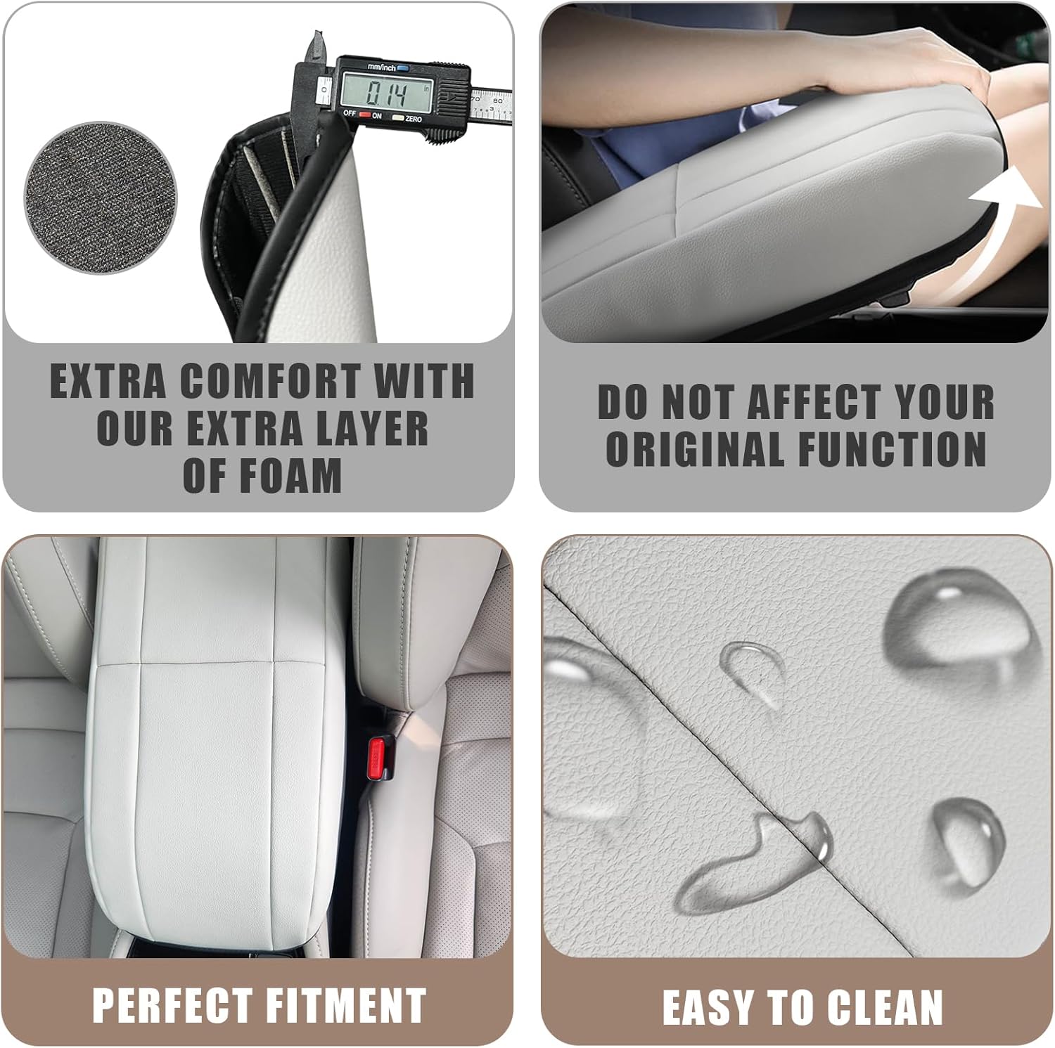 Muslogy for Accord 2023-2025 Center Console Cover Armrest Pad Vegan Leather Extra Soft Armrest Lid Protector Compatible with Honda Accord LX EX Sport Hybrid EX-L Sport-L Touring (V1 White)
