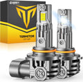 FAHREN Upgraded 9012 LED Bulbs, 60000LM 1000% Ultra-Bright, Real 1:1 Mini Size, Hir2 Light Bulb Halogen Replacement, 6500K Cool White, 70000HRS+ Lifespan, Quick Install No Adapter Needed, Pack of 2