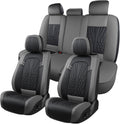 Leather Car Seat Covers,Car Seat Protector Waterproof,Seat Covers Full Set, Car Seat Protectors 5 Seats,Automotive Seat Covers Fit Most Cars Grey&Black