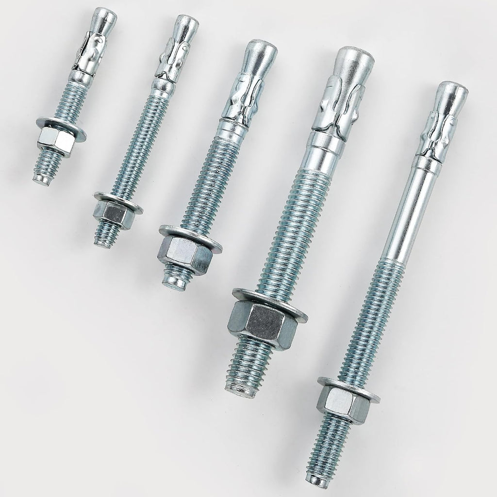 5/8x4-1/4 10Pcs Inch Standard Fasteners for Heavy-Duty Zinc Wedge Anchors for Cement and Concrete