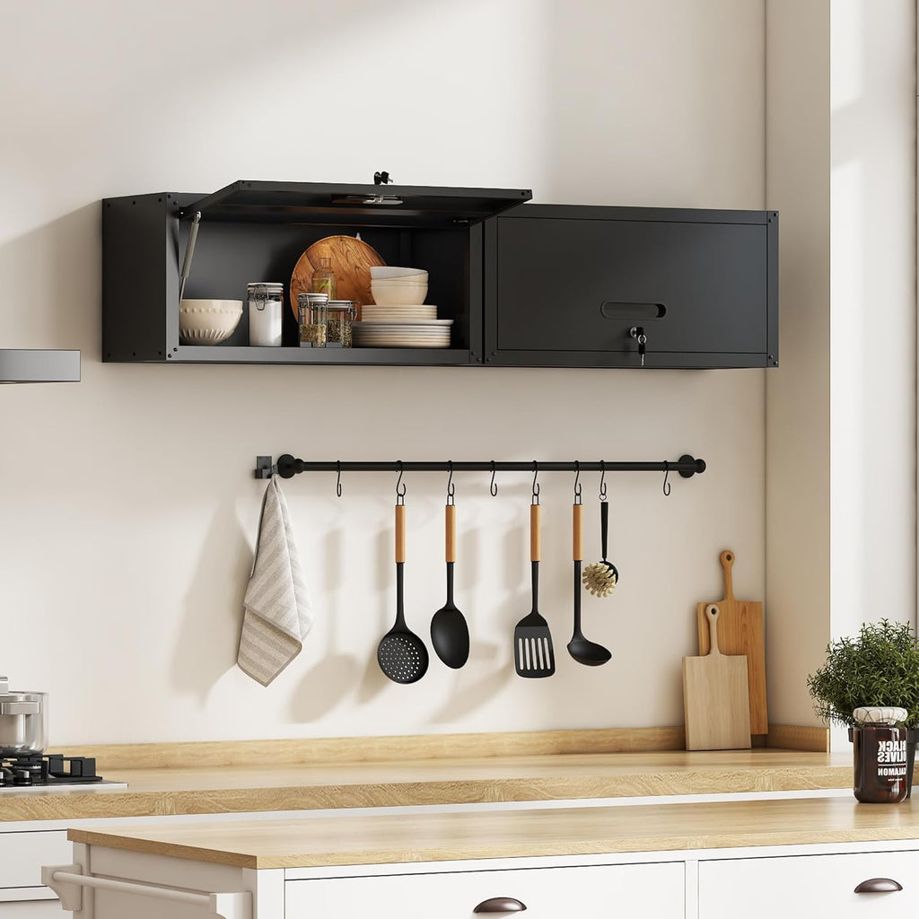 Garage Wall Cabinet,Metal Wall Cabinet with Doors and Adjustable Shelves,Steel Utility Wall Mounted Tool Cabinets for Home,Office,Kitchen,Warehouse