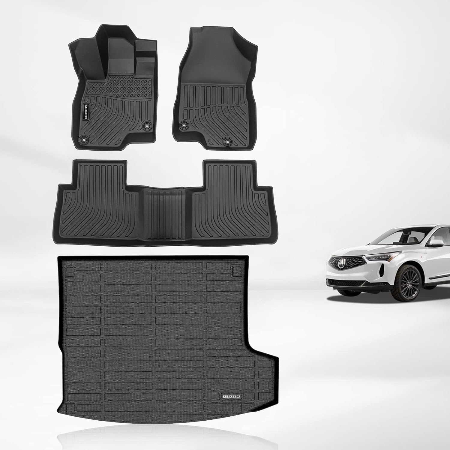 KELCSEECS® Floor Mats & Cargo Liner Custom for Acura RDX 2025 2024 2023 2022 2021 2020 2019,All Weather Protection TPE Floor Liners Front& Rear Row Full Set Acura RDX Accessories Black