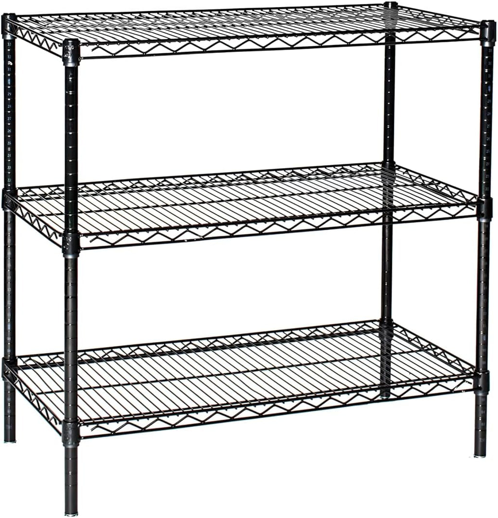 Omega 14" Deep x 72" Wide x 36" High 3 Tier Black Starter Shelving Unit