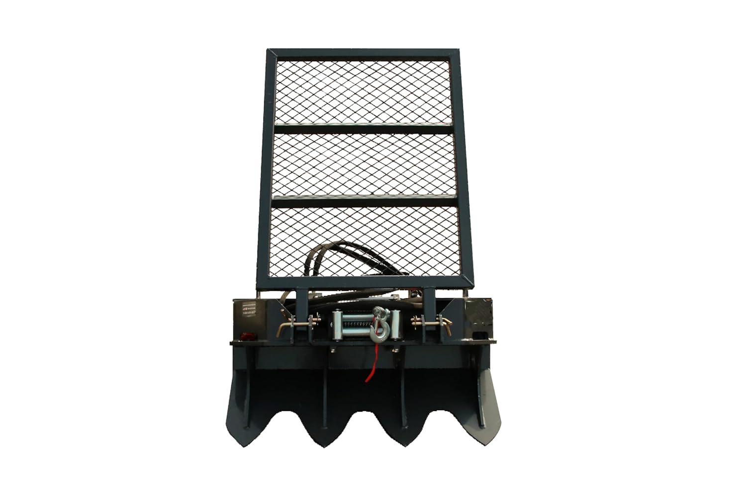 7.5T Skid Steer Winch, 93 FT Steel Cable Forestry Logging Winch, 15000 LB Pulling Capacity, Manual Clutch, Ground Stabilizer Jaw, Safety Screen
