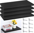 4 Pack Wooden Slatwall Shelf, Black Slatwall Shelves with Metal Hooks Organizer Set Mounted Accessories for Garage Home Workshop Workbench 23.6" x 11.8" x 1.1"