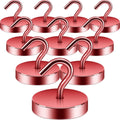 Neosmuk Magnetic Hooks, Cruise Ship Essentials, 100lb+ Heavy Duty Magnetic Hooks for Cruise Cabins, Refrigerator, Grill, Hanging, and Travel | Extra Strong Must-Haves Magnet Hook,Red