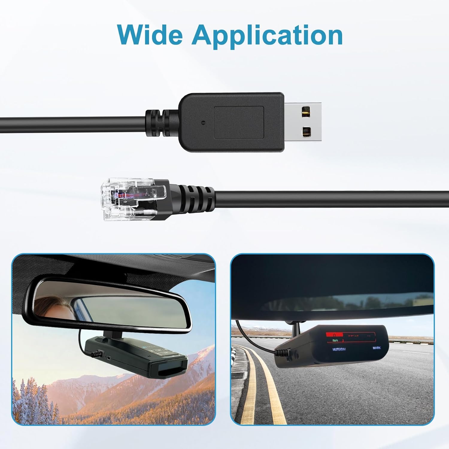 Radar Detector Cable, USB to RJ11 Plug,Replacement Radar Detectors Power Cable for Escort MAX 360 Unide R1 R3 R4 DFR8 DFR9 Passport 9500i Radenso XP Beltronics STI Radar Detectorr(RJ11-9.84ft)