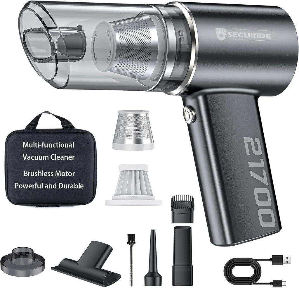 Car Vacuum Cordless Portable with Brushless Motor,16000PA Suction Power, 3-in-1 Compressed Air Duster & Air Blower & Pump Wireless Mini Handheld Cleaner for Home, Car, Pet, Office