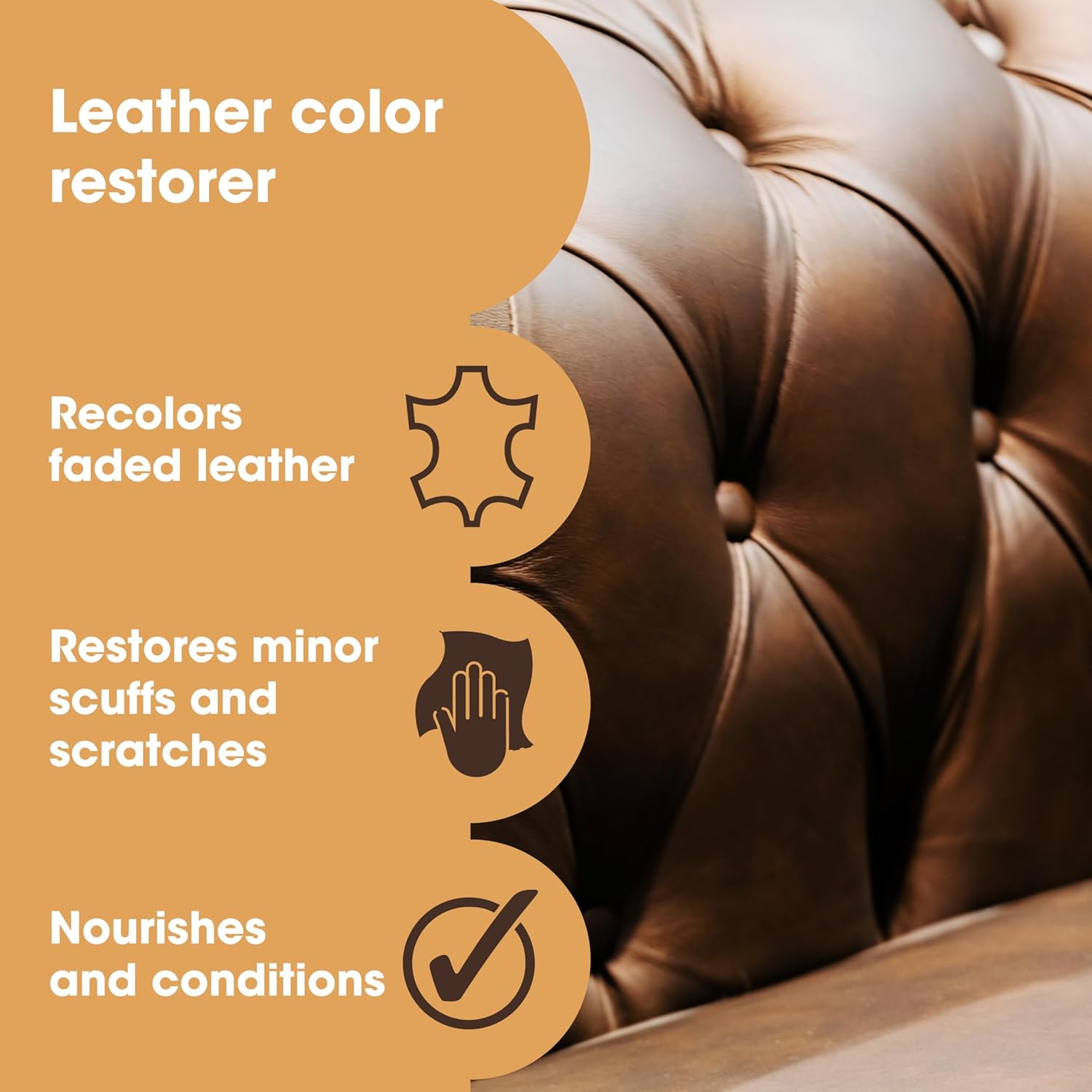 The Original Leather Recoloring Balm by Furniture Clinic - Medium Brown Leather Dye for Furniture, Couches & Car Seats - Restore Scratched, Faded, & Damaged Surfaces