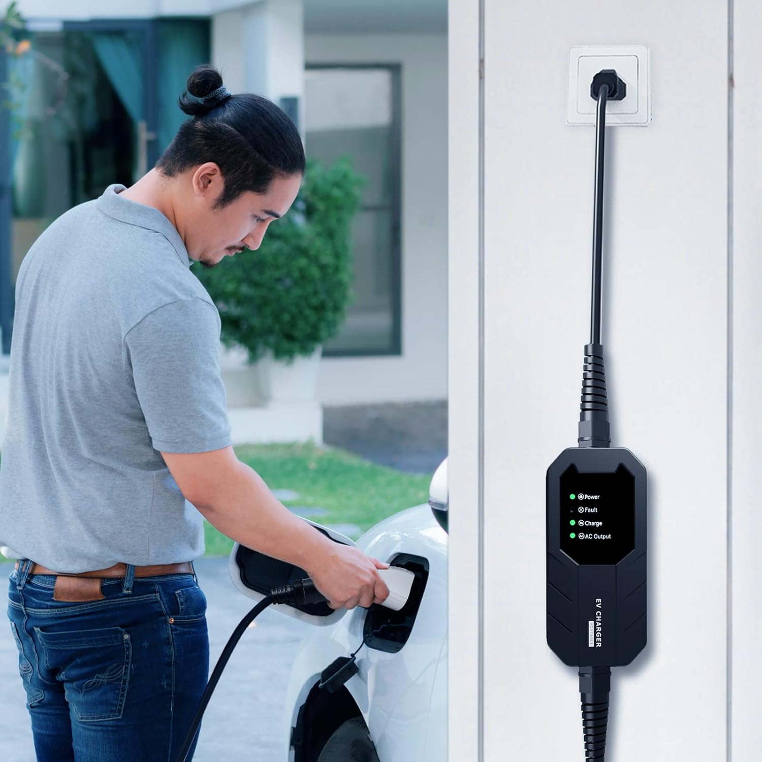 Skysword Ⅱ Level 1 EV Charger (110V, 16A, 25ft), EVSE Home Electric Vehicle Portable Charging Station (NEMA 5-15 Plug)