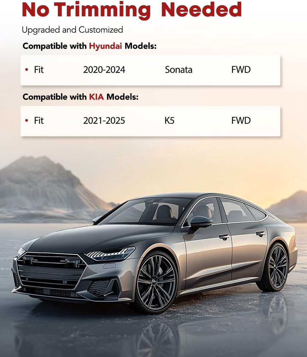 YHTAUTO Floor Mats Fit 2020-2024 Hyundai Sonata & 2021-2025 Kia K5 FWD, TPE All Weather Car Mats Waterproof Anti-Slip Odorless Floor Liner, Interior Car Accessories Front & 2nd Row Liner 2.5MM