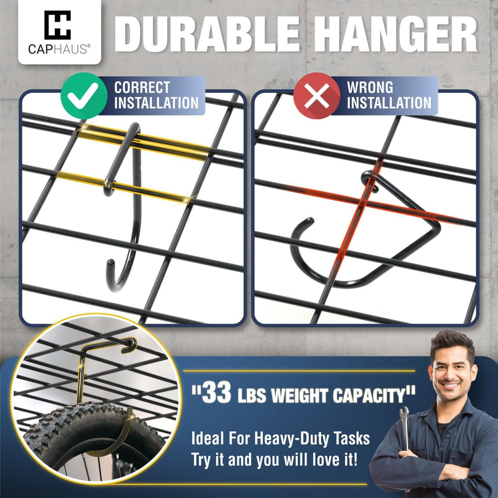 CAPHAUS 2-Pack Garage Shelving Wall Mounted 72x18 Inch, Heavy Duty Metal Wall Shelves with 8 Bike Hooks, 1000lbs Capacity Storage Rack for Garage Organization System, White