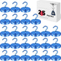LOVIMAG Magnetic Hooks for Cruise Cabins, 150lbs Blue Magnetic Hooks for Classroom, Strong Magnets with Hooks for Hanging, Neodymium Magnet Hooks for Fridge, Ceiling, Locker, Camper, Travel-25 Pcs