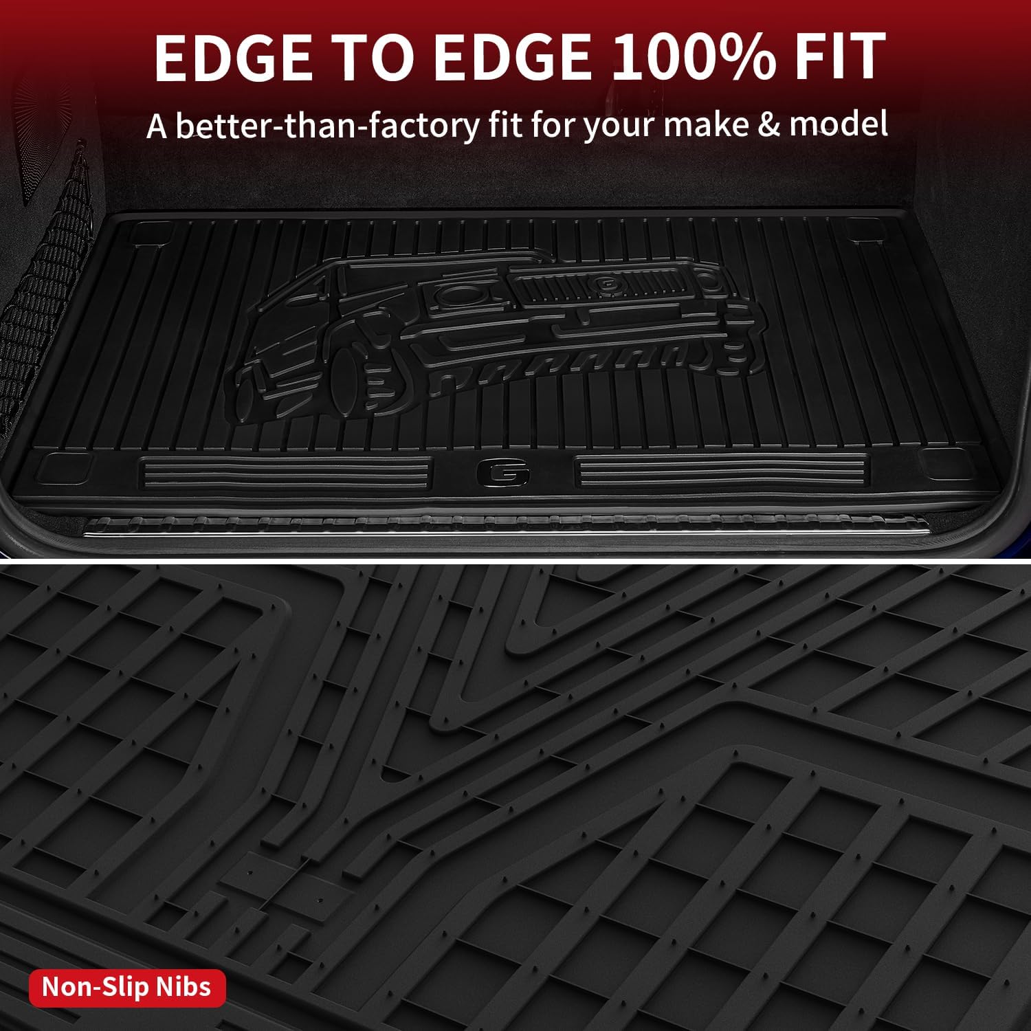 LASFIT Cargo Mats for Mercedes Benz G Class G550 / G580 / G63 AMG SUV 2026 2025 2024 2023 2022 2021 2020 2019, All Weather TPE Custom Fit Cargo Liner for G Class Trunk Mats, Black