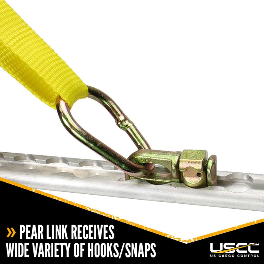 US Cargo Control Double Stud L Track Fittings with Pear Link (100-Pack), 5,000 Pounds Break Strength, Use with L Track Rails in Truck Bed or Trailer, Automatic Locking with Spring Release