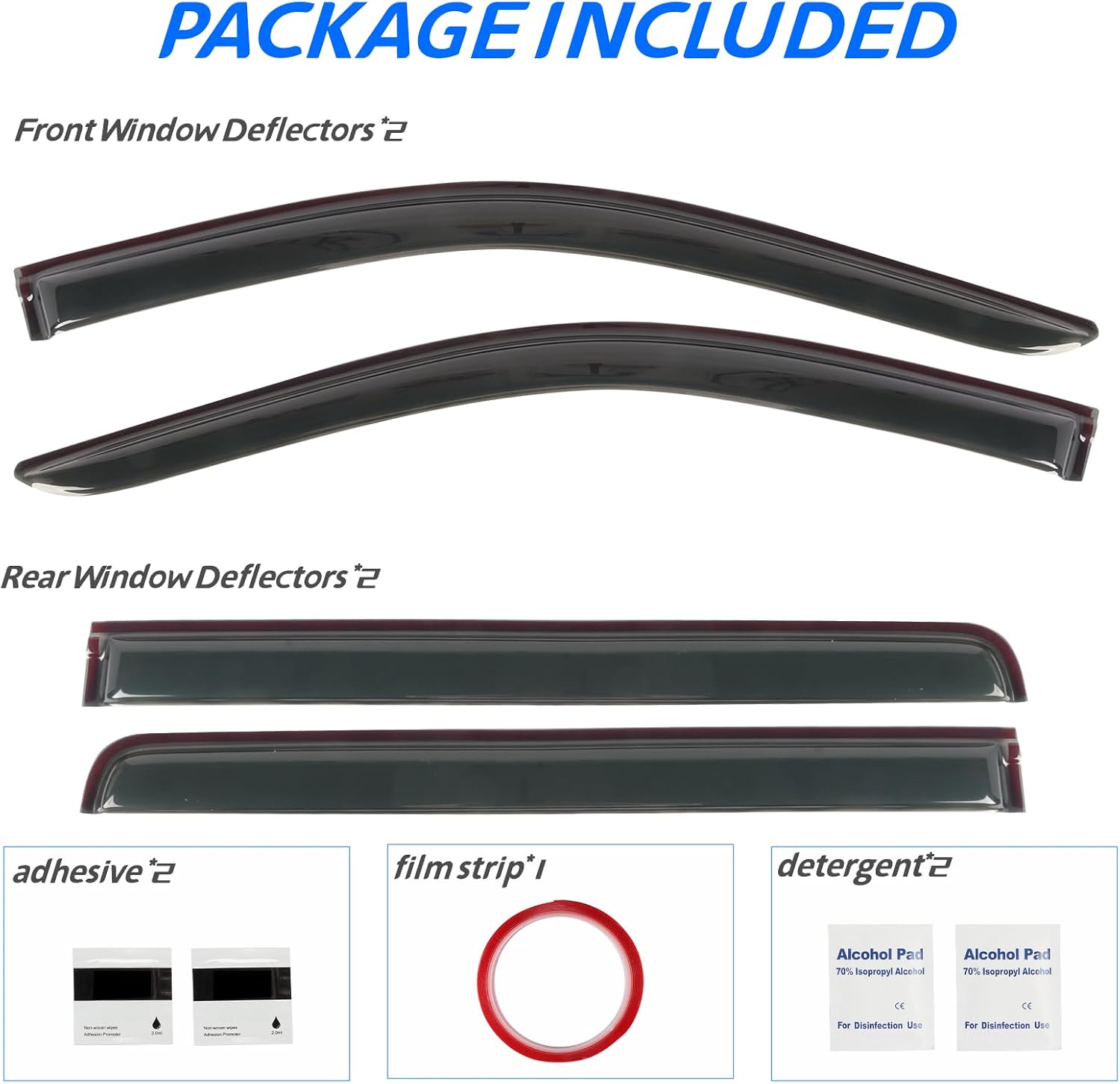 4 PCS Window Visors Deflectors Fit for 2019-2025 Chevrolet Silverado/GMC Sierra 1500 Crew Cab, Rain Guards for 2020-2025 Silverado/Sierra 2500 HD & 3500 HD, 2022 Limited Model, Outside Mount