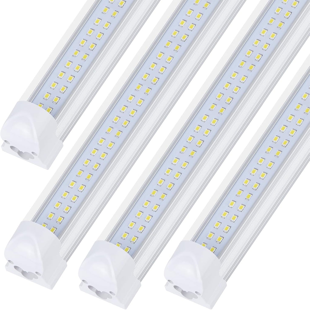 4 Pack,Led Shop Lights, 8FT Led Shop Light,100W 6000K 15000LM Clear White,Led Shop Light 8FT 110V Linkable Integrated Flat-Shape for Shop Garage,Warehouse