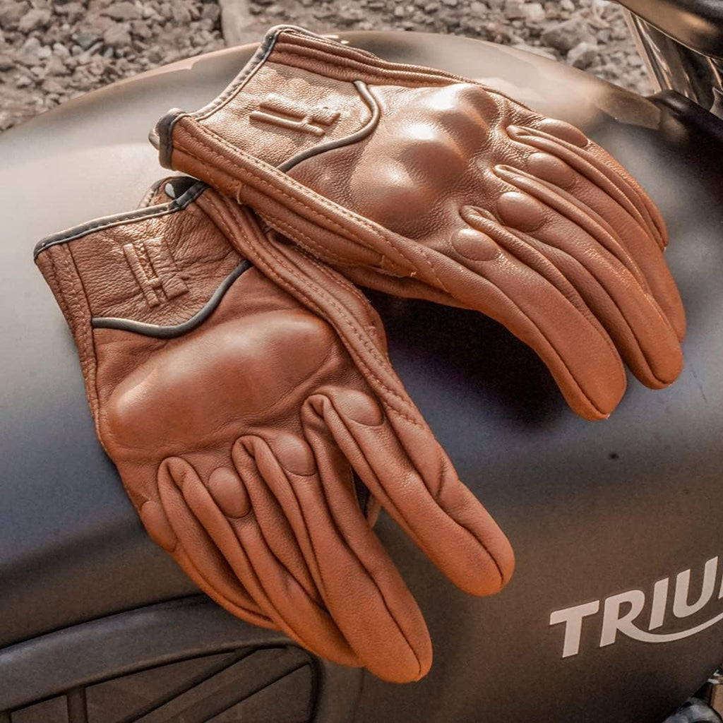 Harssidanzar Women's Motorcycle Gloves,Leather Motorcycle Gloves, Motorbike Gloves, Road Racing, Cycling, Climbing, Powersports Gloves Touchscreen GL016