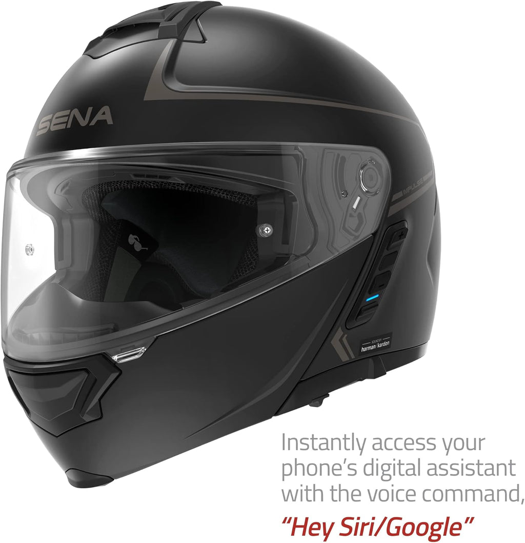 Sena Impulse Modular Motorcycle Smart Helmet (Gloss White, Large)