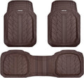 CAR PASS DeepDish Floor Mats for Cars Full Set,Heavy Duty Rubber Car Mats 3-Piece,Universal Waterproof Trim-to Fit Automotive Floor Mats for Truck Van SUV, Durable All-Weather Car Mats(Solid Browm)