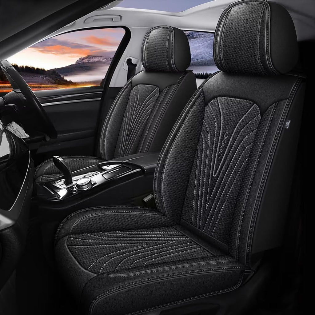 2 Front Car Seat Cover Fit for Toyota Camry 2012-2024 2025 Faux Leather Breathable Waterproof Camry Seat Covers Automotive Cushion Protector Compatible Airbag (2 Seats & Black)