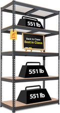 HOMEDANT 5-Tier Laminated Boltless Heavy Duty Metal Shelving Unit Adjustable Garage Storage Utility Rack Shelves Organization Multipurpose Shelf Warehouse Industrial 39.8" W x 18.2" D x 71.3" H 1Pack