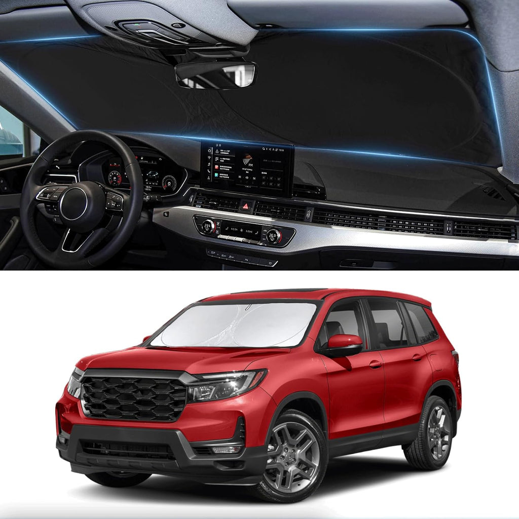 Custom Fit Passport Windshield Sunshade for 2019-2024 2025 Honda Passport, Sport, EX-L, Touring, Eliten, SUV Accessories Front Window Shades Cover for Windshield Sun Visor Protector 210T Reflector