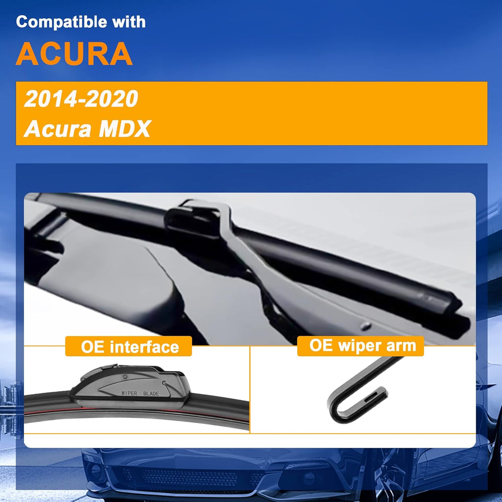 Windshield Wiper Blades Replacement for Acura MDX 2014 2015 2016 2017 2018 2019 2020 Original Factory Quality Front Rear Wipers Blade Set for Car - 26" 20" 14" (Piece of 3)