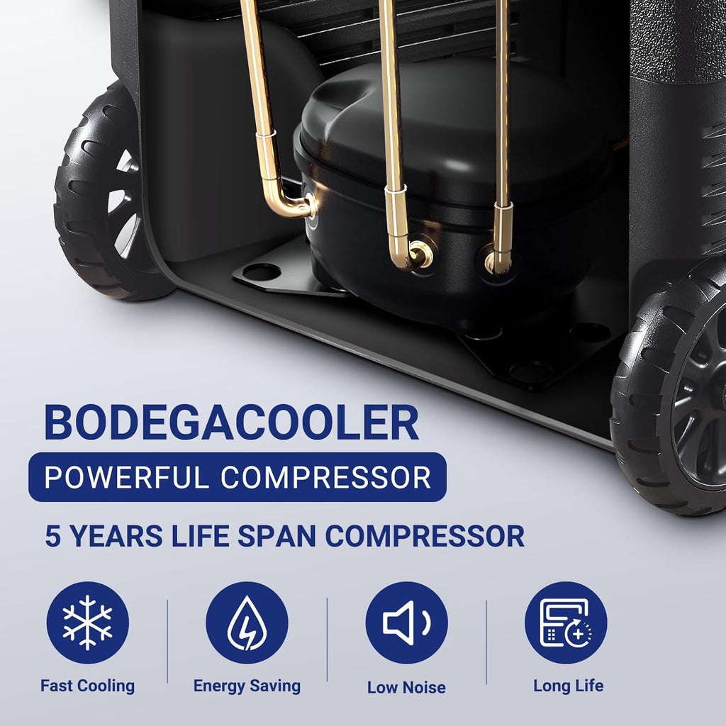 BODEGACOOLER 12 Volt Car Refrigerator,68Quart(65L) Camping Fridge,RV Portable Freezer Single Zone,with APP Control,-4℉-68℉ Car Cooler,12/24V DC and 100-240V AC,for Travel,Truck,Outdoor,Vehicles