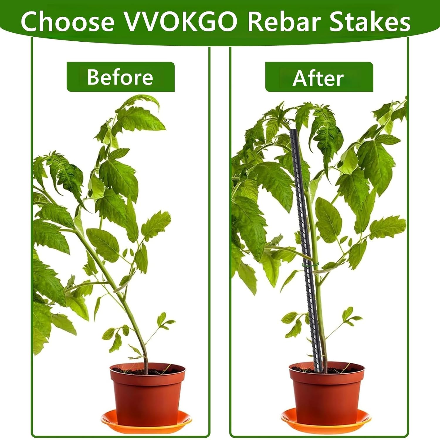 VVOKGO Rebar Stakes 16 Inches Ground Concrete Form Stakes (24pcs), Straight Metal Spikes Heavy Duty with Chisel Point End, 5/16" Diameter Steel Anchors for Fence, Concrete Timber, Garden Plants, Black