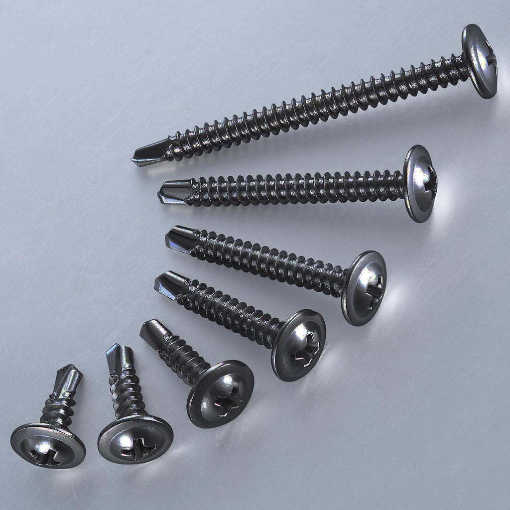 (200 pcs) Wensilon #10×1” for Sheet Metal Self-Tapping Screws 410 Black Stainless Steel Truss Head High-Strength Quick Tapping