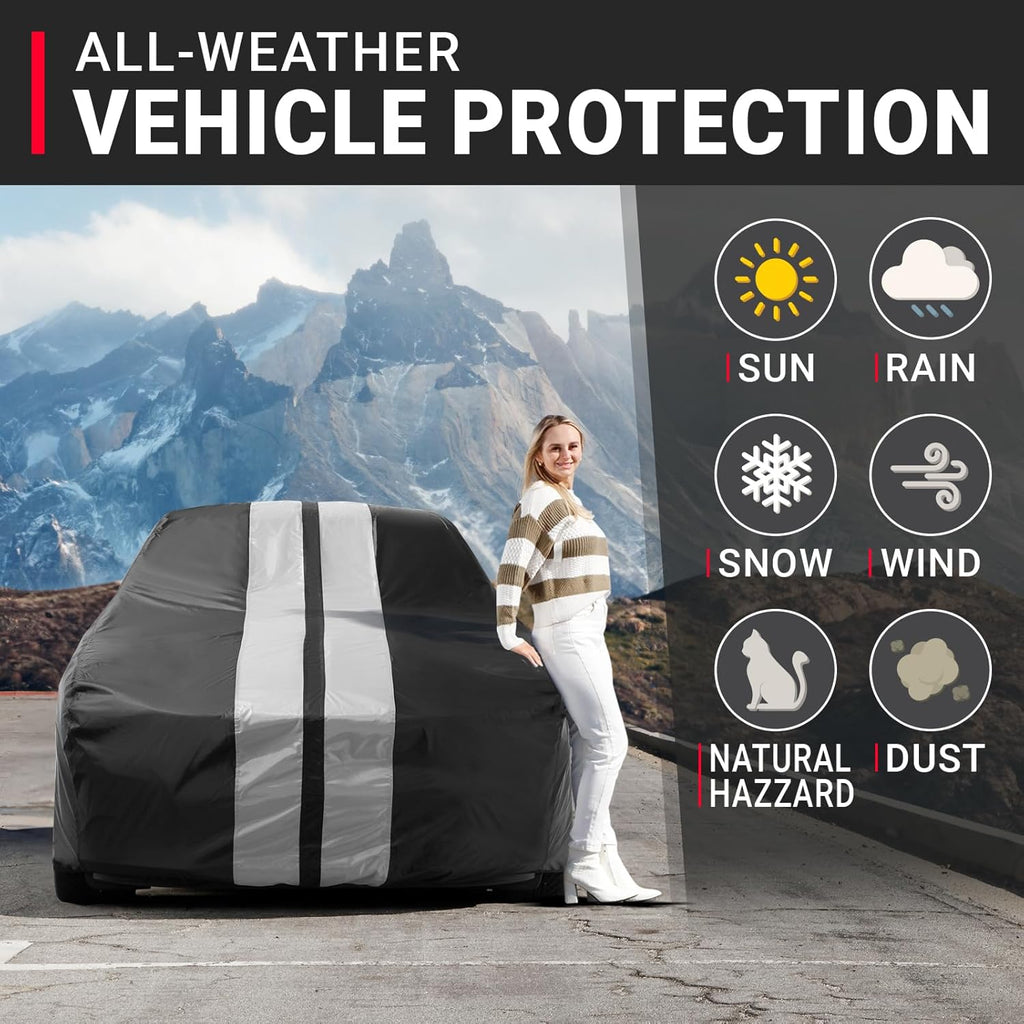 iCarCover Custom Car Cover for Chevy Corvette C1 (1953-1957) Waterproof All Weather Rain Snow UV Sun Protector Full Exterior Indoor Outdoor Car Cover (Stripe - Black/Gray)