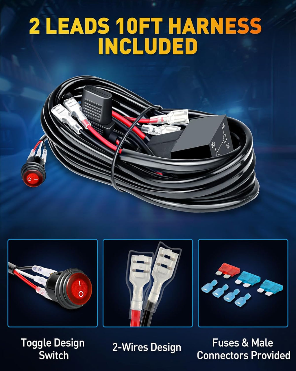 NAOEVO 4 Inch LED Pod Lights, Spot Flood LED Fog/Driving/Off Road Lights with 2 Leads Wiring Harness, Cube Pods for Truck Boat ATV UTV, 2 Pcs (White)