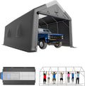 Carport Canopy 12x20FT Heavy Duty with Translucent Roof - Skyview Portable Garage with Reinforced Metal Frame, Zipper Doors, All-Weather Resistant,Waterproof Outdoor Storage Shelter for Cars/RV/ATV
