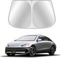 Custom Fit Windshield Sun Shade for H-yun-dai Ioniq 6 2023-2025 - Full Coverage, 210T Reflective Fabric, Double-Layer Design - Blocks 99% UV Rays, Keeps Car Cool, Easy to Install and Store