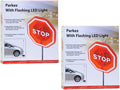 Flashing LED Light Parking Stop Sign For Garage, 2 pack