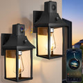 2PACK Bluetooth Speaker Outdoor Wall Lights - Porch Lights Outdoor with Dusk to Dawn Sensor, Waterproof Exterior Lighting Fixtures for House, Garage, Front Door, E26, Black