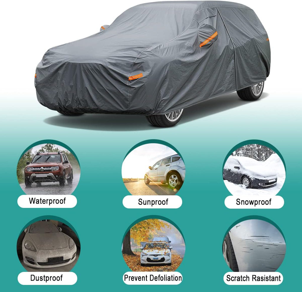 Premium Car Cover Custom Fit Hyundai Santa Fe (2006-2025), 16 Layers Heavy Duty Car Cover Waterproof All Weather with Zipper Door for Sun Rain Snow Dust Uv Protection