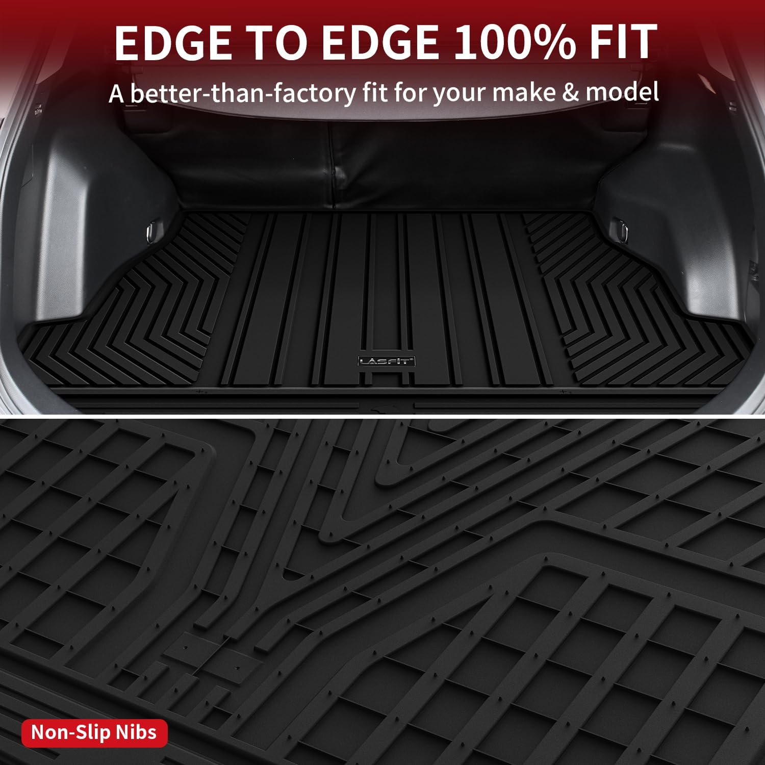 LASFIT Trunk Mats Fit for 2019-2025 Toyota RAV4 Hybrid and Gasoline (Not for Prime), All Weather Custom Fit TPE Cargo Liner, Black