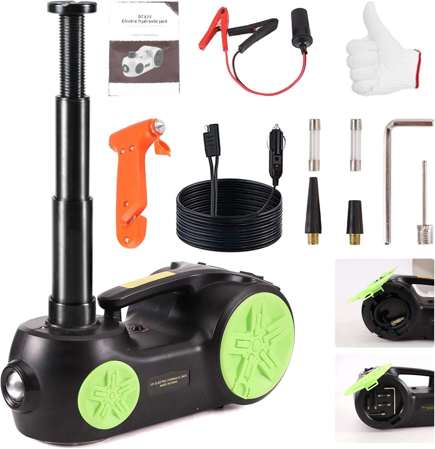 EFFIROSO Upgrade LED Light Electric Car Jack 5 Ton12V Hydraulic Jack Lift 5.9-20.8 Inch for SUV MPV Sedan Change Tires Garage Repair 11000 lbs