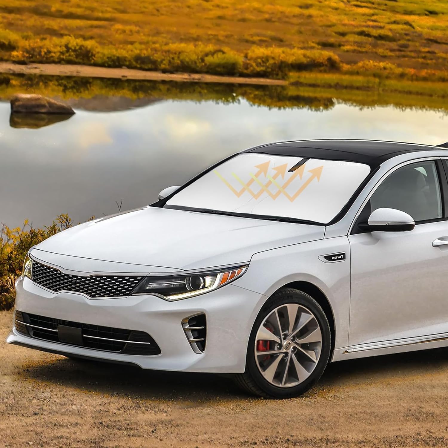 Sunshade Custom Fit for Optima Windshield Sun Shade for 2016-2020 Kia Optima Accessories Front Window Shield Protector Sun Visor Cover Foldable Blocks UV Rays Keep Your Car Cooler